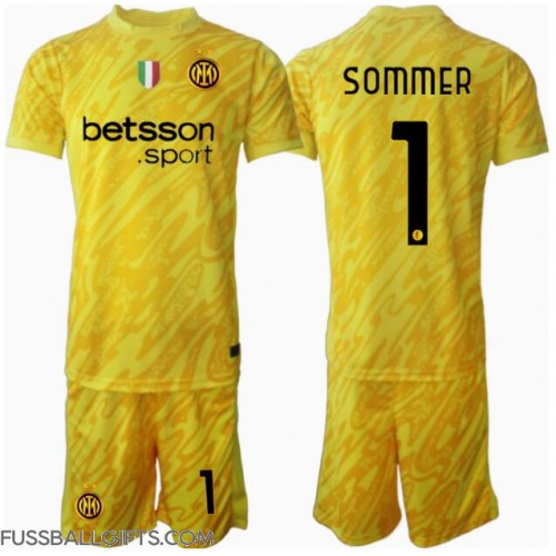 Inter Milan Yann Sommer #1 Torwart Fußballbekleidung Auswärtstrikot Kinder 2024-25 Kurzarm (+ kurze hosen)